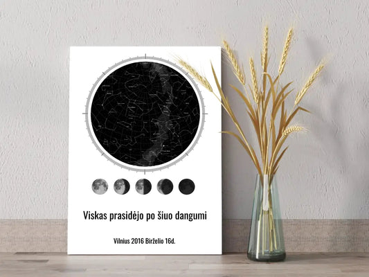 Personalizuotas žvaigždžių žemėlapis ant drobės  Drobe -  dovanokis.lt