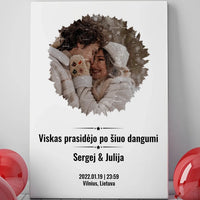 Personalizuotas žvaigždžių žemėlapis su skirtingomis formomis ir jūsų nuotrauka  Drobe -  dovanokis.lt