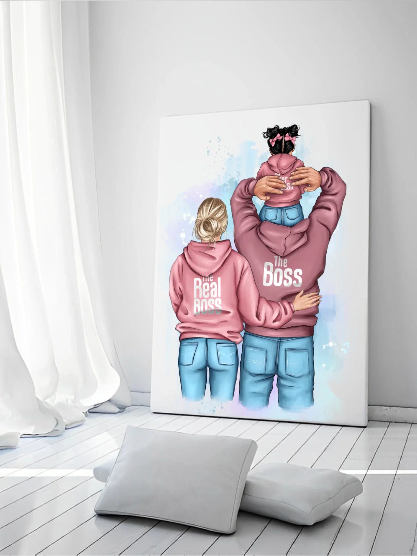 Personalizuotas "Tikra boso šeima" iliustracija su vaiku ant drobės  Drobe -  dovanokis.lt