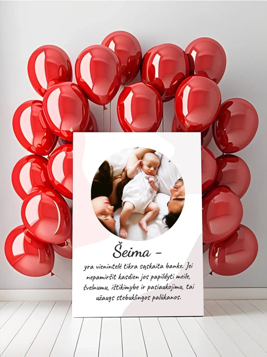 Personalizuotas šeimos iliustracijos spaudinys, su jūsų nuotrauka  Drobe -  dovanokis.lt