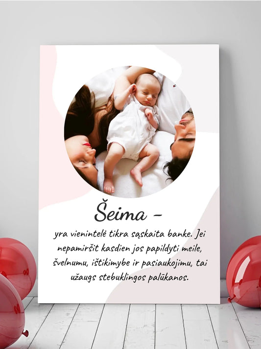 Personalizuotas šeimos iliustracijos spaudinys, su jūsų nuotrauka  Drobe -  dovanokis.lt