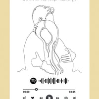 Personalizuotas Spotify muzikos grotuvas ant drobės, šilti apkabinimai iliustracija, su jūsų spotify kodu  Drobe -  dovanokis.lt