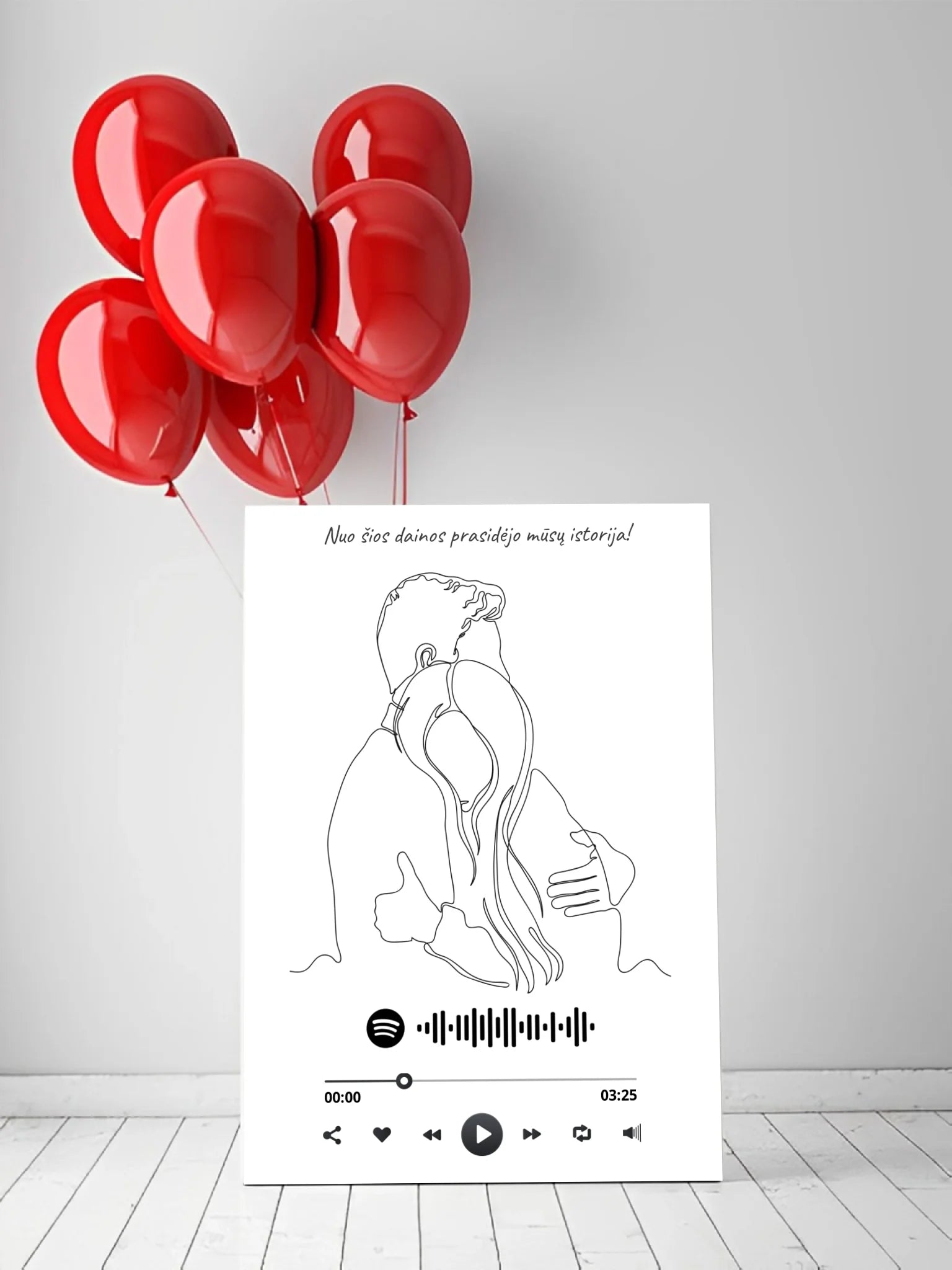 Personalizuotas Spotify muzikos grotuvas ant drobės, šilti apkabinimai iliustracija, su jūsų spotify kodu  Drobe -  dovanokis.lt