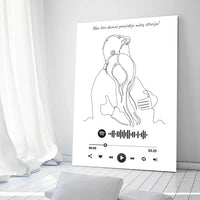 Personalizuotas Spotify muzikos grotuvas ant drobės, šilti apkabinimai iliustracija, su jūsų spotify kodu  Drobe -  dovanokis.lt