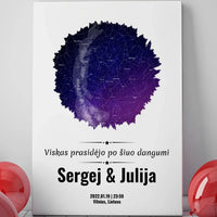 Personalizuotas žvaigždžių žemėlapis su skirtingomis formomis ir dangaus fonu  Customizer -  dovanokis.lt